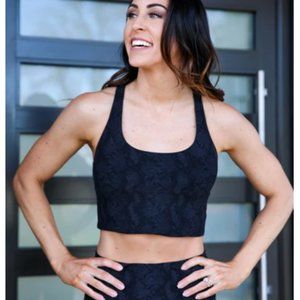 PaleOMG Long Line Bra - Carbon Python